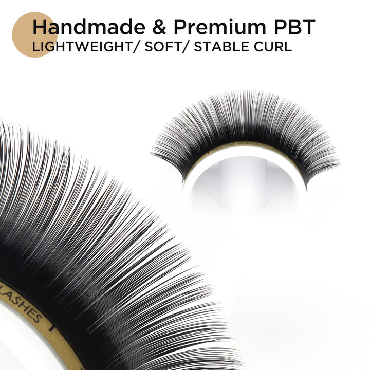LASHVIEW 0.07 Thickness Handmade Soft False Eyelashes D curl 15mm Silk Mink Eyelash Extension Premium Volume Lashing Building Individual Lash Extensions Semi-permanent False Eyelashes (Salon Use)