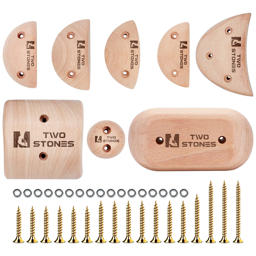 Wooden Rock Climbing Holds Kids and Adults | Wood Rock Wall Climbing Holds Kids and Gyms | Variety Screw On Climbing Hand Holds Set with Mounting Hardware