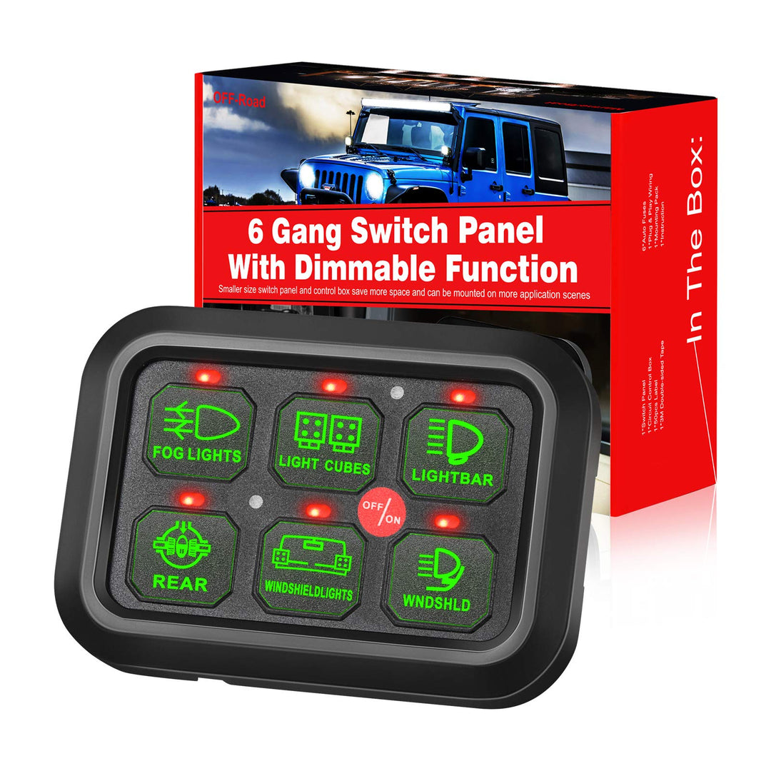 OFFROADTOWN 6 Gang Switch Panel Universal Electronic Re