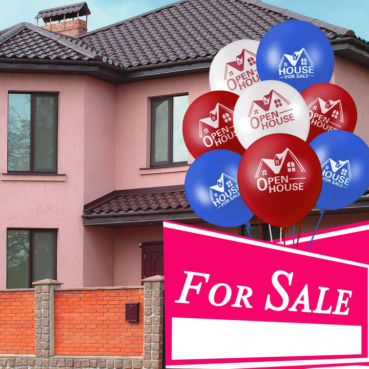 60 Pieces House for Sale Balloons Open House Balloons 12 Inches Latex Balloons for Real Estate Realtor Balloons Supplies Signs for Open House Yard Sign Realtor House Signs