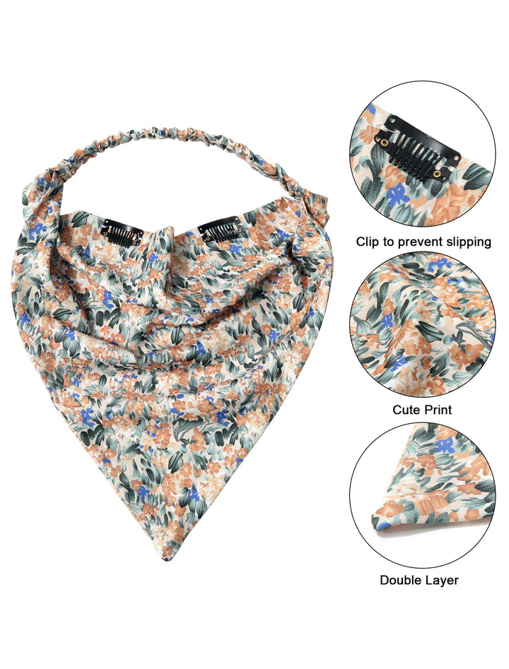 AWAYTR Hairband, 3 PCS Floral Elastic Head Scarf - Chif