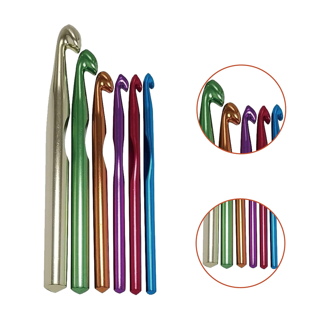 Large Aluminum Crochet Hooks Set 7mm, 8mm, 9mm,10mm, 12mm, 15mm, Big Standard Size Crochet Hooks
