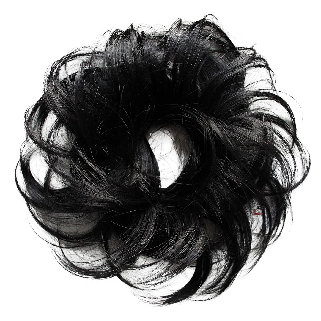 Black # 1B G1C : PRETTYSHOP Scrunchy Scrunchie Bun Up Do Hair Piece Hair Ribbon Ponytail Extensions Wavy Messy Black # 1B G1C