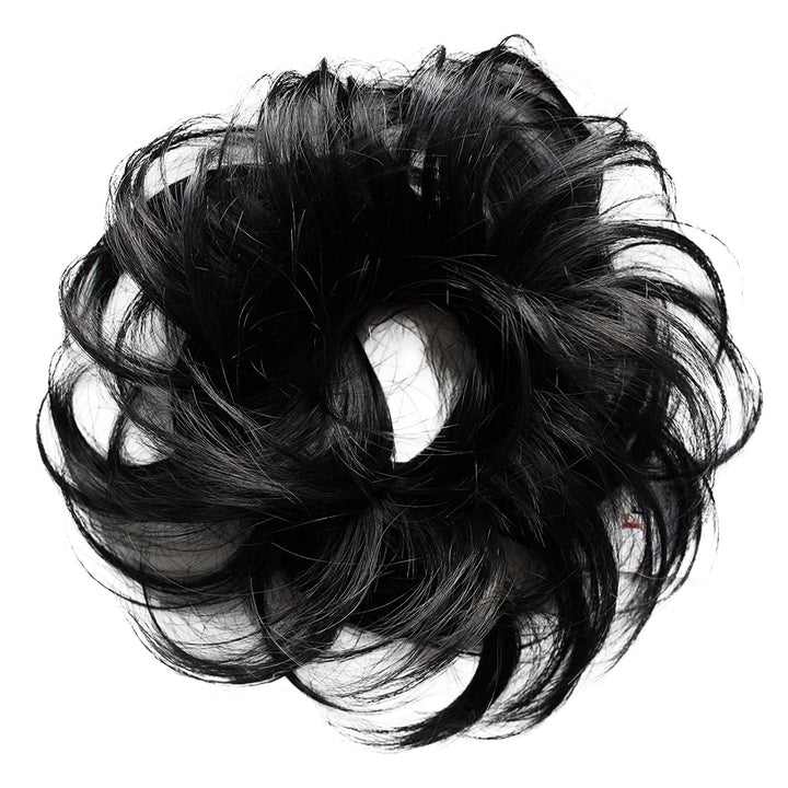 Black # 1B G1C : PRETTYSHOP Scrunchy Scrunchie Bun Up Do Hair Piece Hair Ribbon Ponytail Extensions Wavy Messy Black # 1B G1C