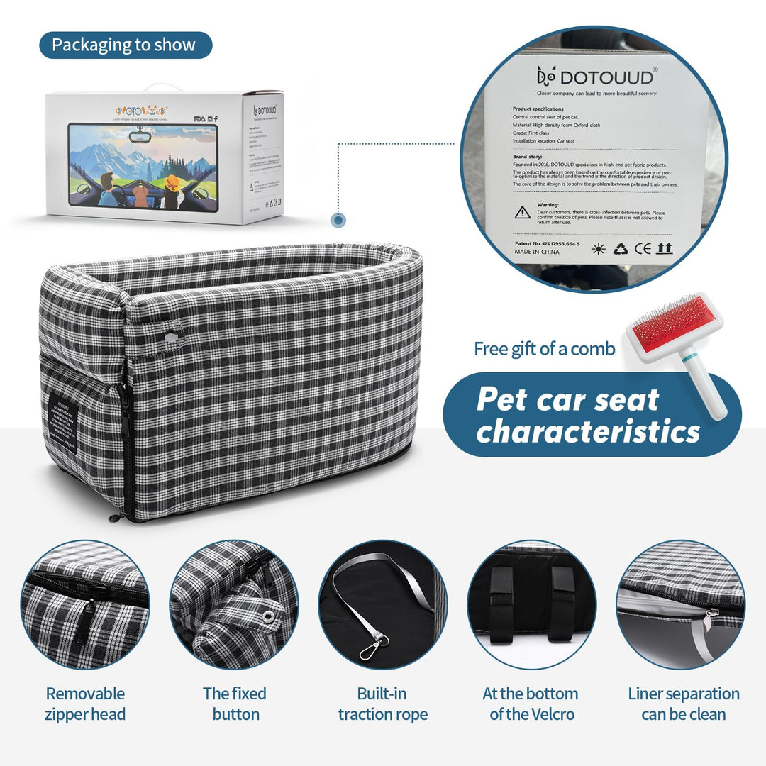 Small Dog Cat Booster Seat ON Car Armrest Perfect for Small Pets | Included Safety Tethers Included | Suitable for Most Car Deluxe Deluxe Interactive Pet Seat(Single Door armrest)…