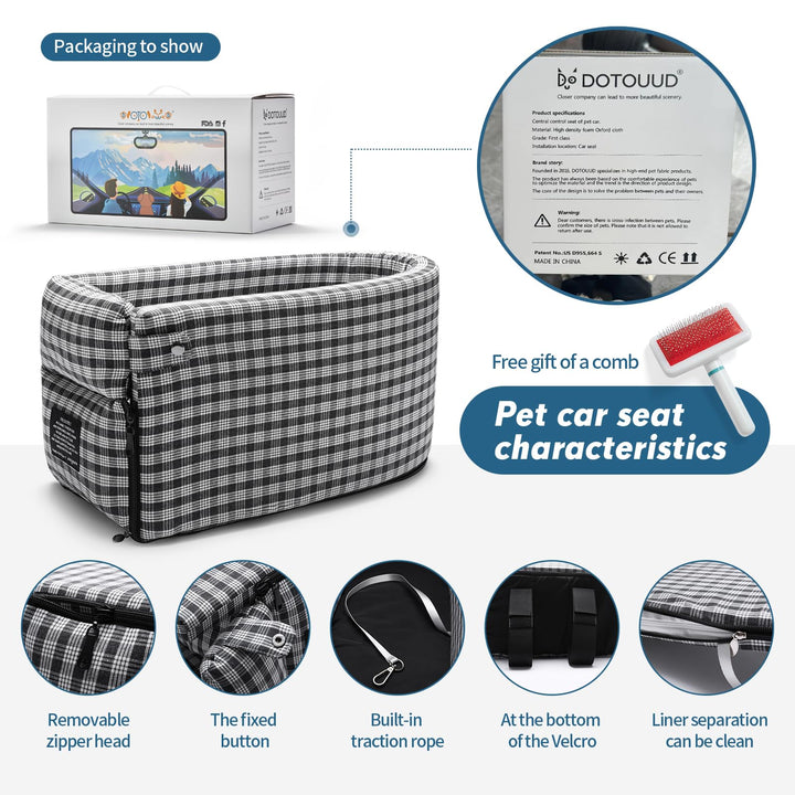 Small Dog Cat Booster Seat ON Car Armrest Perfect for Small Pets | Included Safety Tethers Included | Suitable for Most Car Deluxe Deluxe Interactive Pet Seat(Single Door armrest)…