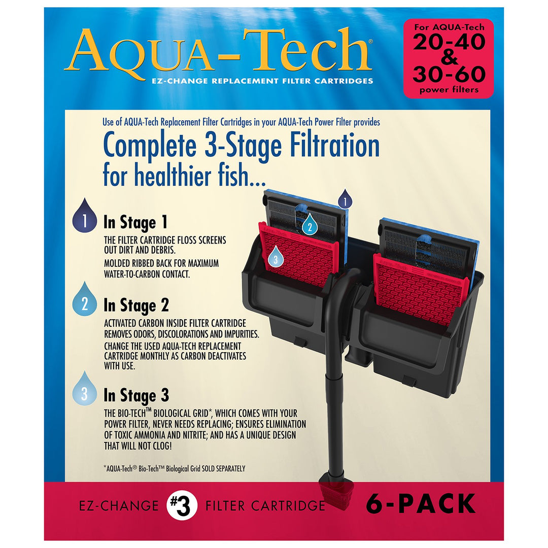 Aqua-Tech EZ-Change Aquarium Replacement Filter Cartridge EZ #3 - 6 Count