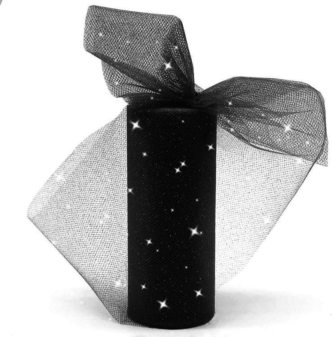 Sliver Glitter Tulle Rolls, 6 Inch by 25 Yards Sparkle 