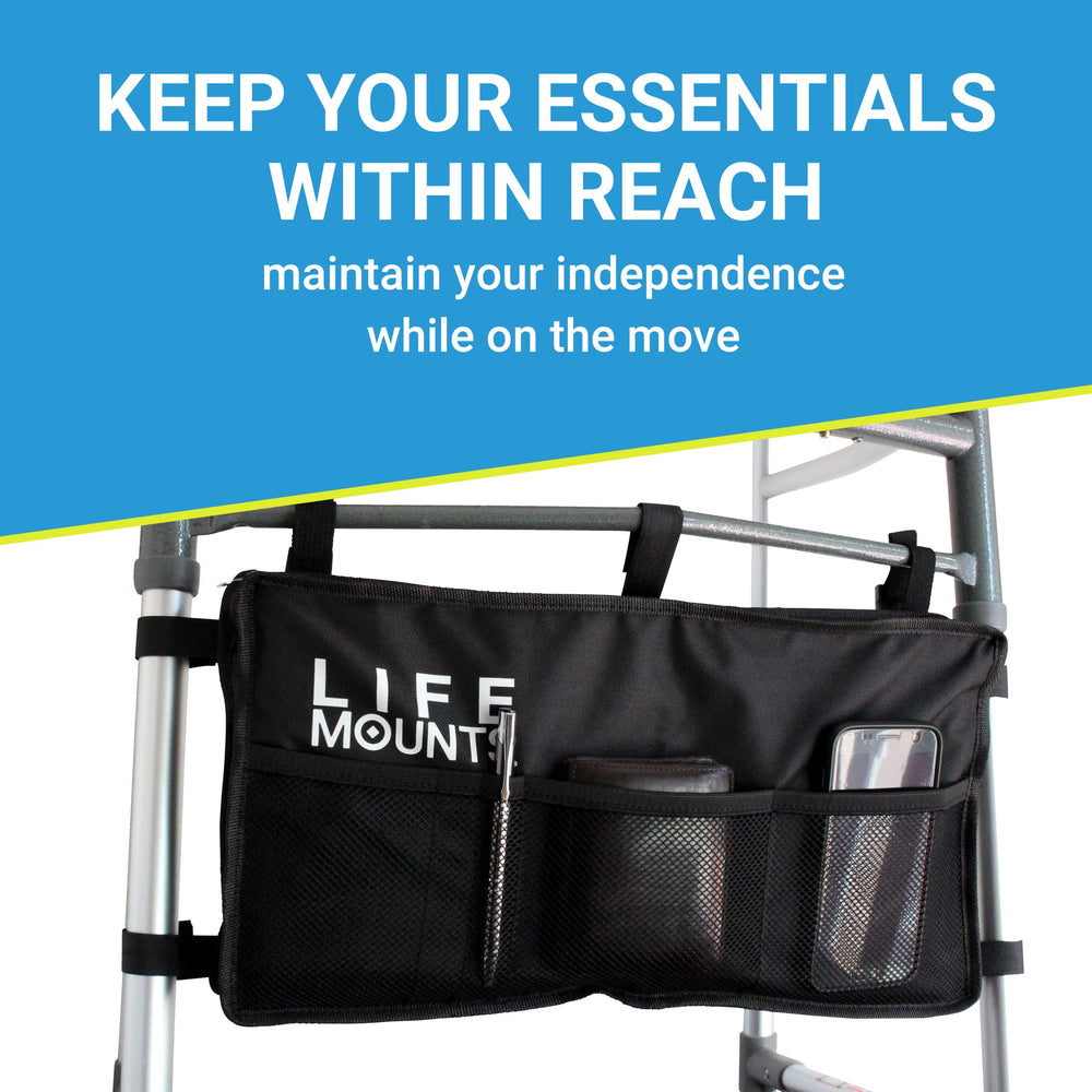 Life Mounts Walker/Rollator Organizer Bag (Black)
