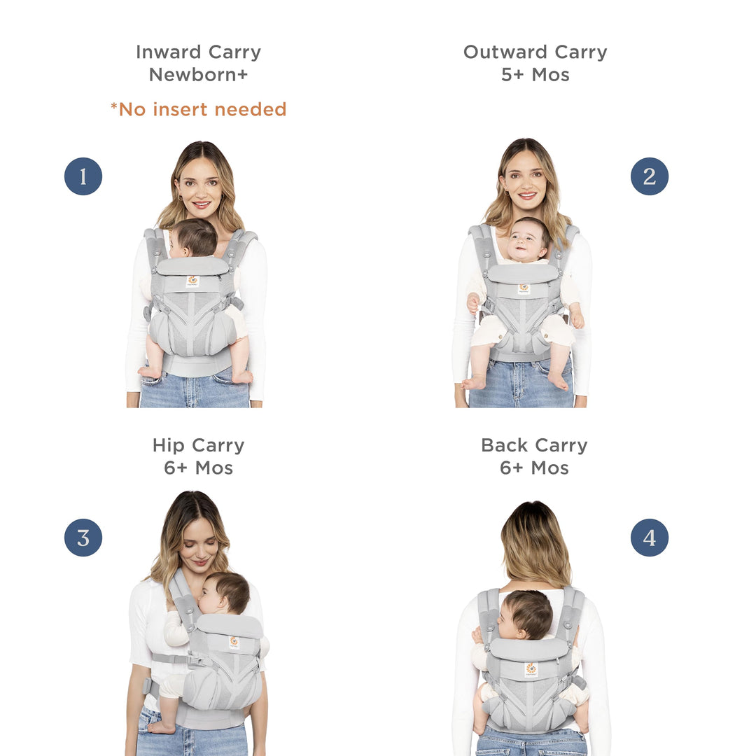 Ergobaby Omni 360 All-Position Baby Carrier for Newborn to Toddler with Lumbar Support & Cool Air Mesh (7-45 Lb), Onyx Black 6.18x9.13x10.43 Inch (Pack of 1)