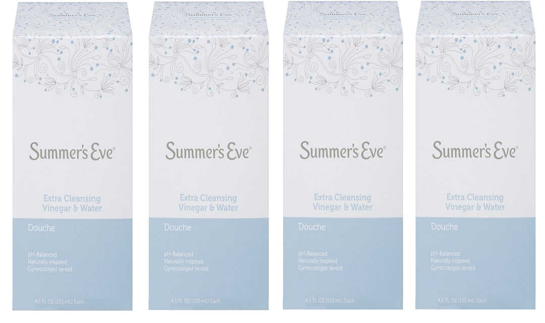 Summer's Eve Douche 4-Pack, Extra Cleansing Vinegar & Water, 18-Ounce Boxes (Pack of 1)