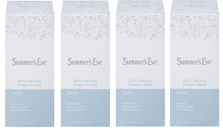 Summer's Eve Douche 4-Pack, Extra Cleansing Vinegar & Water, 18-Ounce Boxes (Pack of 1)