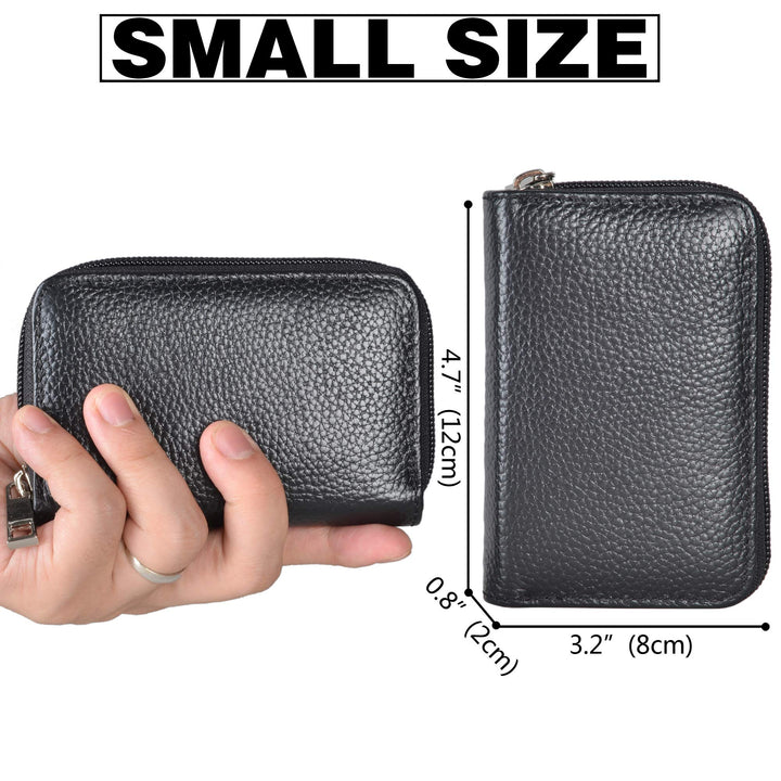 Easyoulife Genuine Leather Credit Card Holder Zipper Wa
