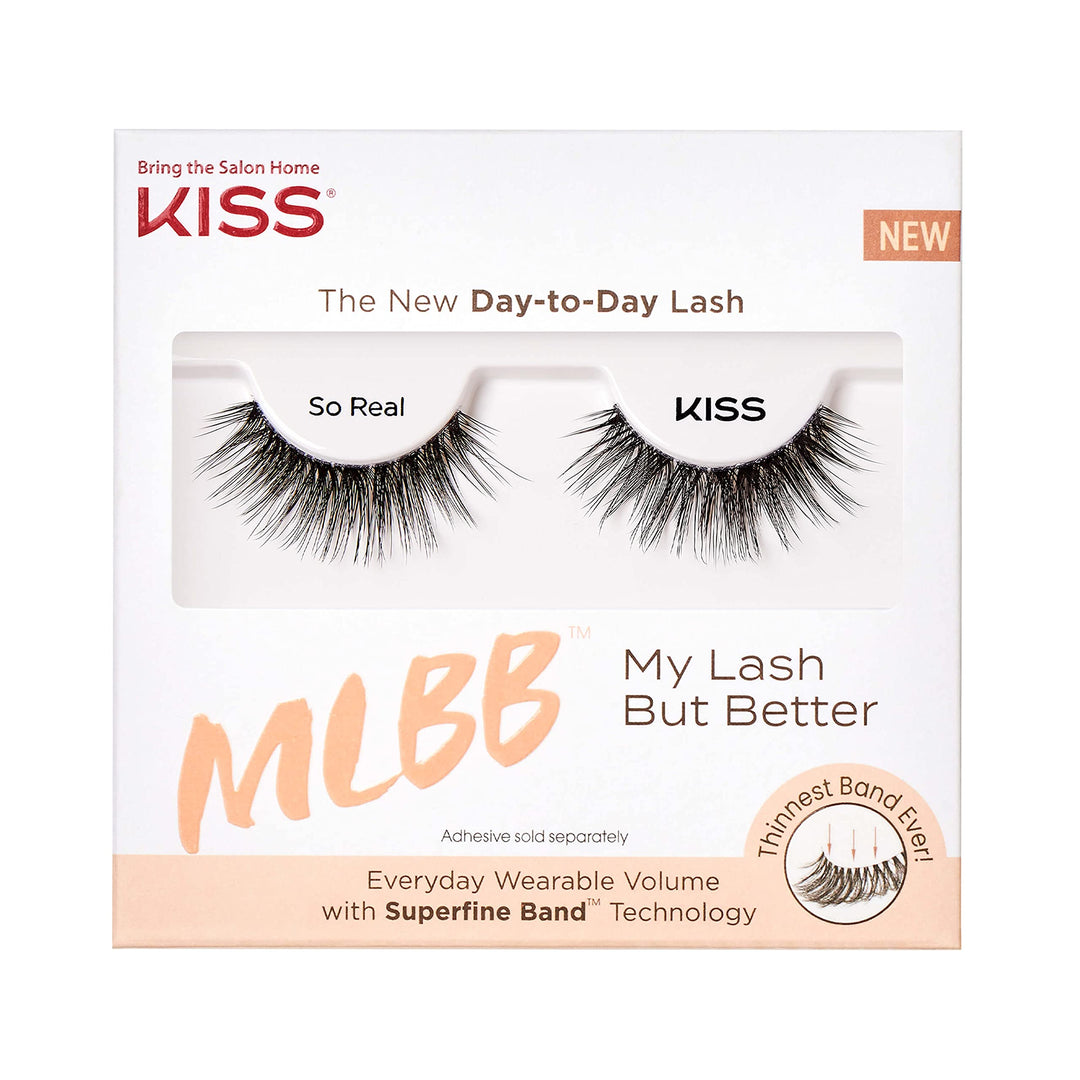 MLBB My Lash But Better Everyday Wearable Volume False Eyelashes with Superfine Band Technology, Easy To Apply, Reusable, Cruelty-Free, Contact Lens Friendly, Style So Real, 1 Pair