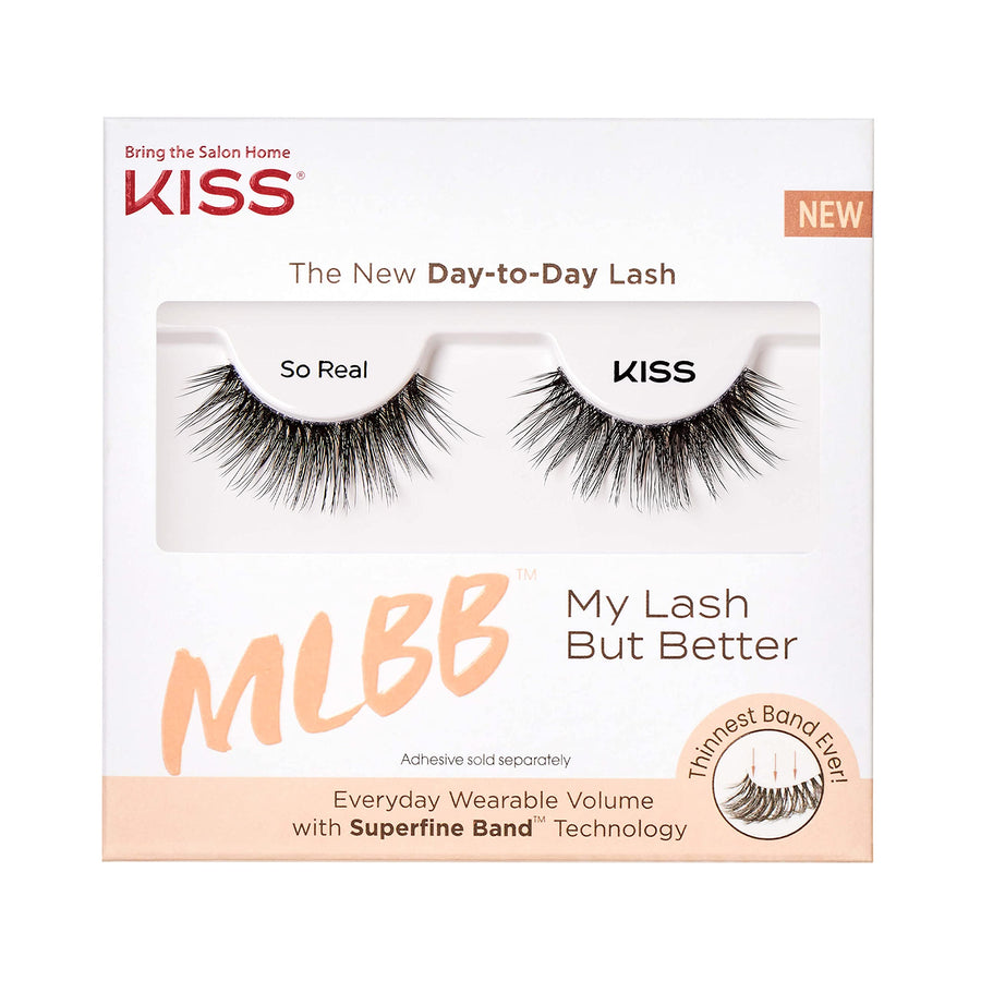 MLBB My Lash But Better Everyday Wearable Volume False Eyelashes with Superfine Band Technology, Easy To Apply, Reusable, Cruelty-Free, Contact Lens Friendly, Style So Real, 1 Pair