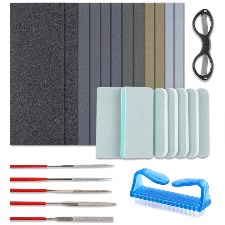 24PCS Resin Casting Tools Set, Epoxy Resin Sandpaper and Polishing Kit, 5 Resin File, 12 Sand Papers, 4 Polishing Blocks, for Polishing Epoxy Resin Jewelry Making Supplies