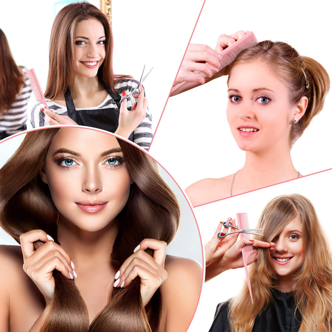 3 Pack Styling Comb Carbon Fiber Anti Static Heat Resistant Tail Comb for Back Combing, Root Teasing, Adding Volume, Evening Styling (Pink)