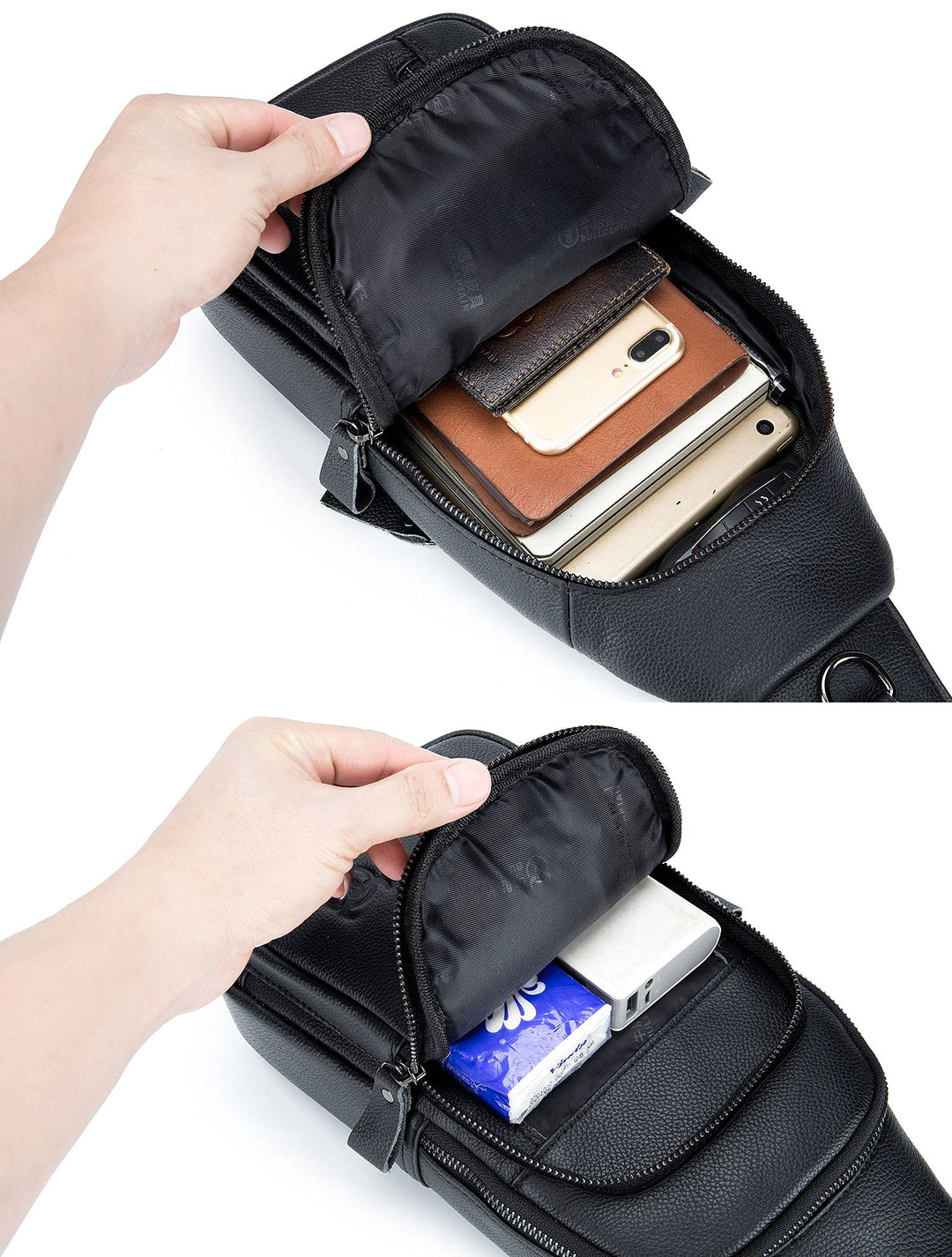 Genuine Leather Sling Bag Casual Chest Bag Travel Hiking Crossbody Shoulder Backpack Vintage Daypacks for Men&amp;Women (Brown)