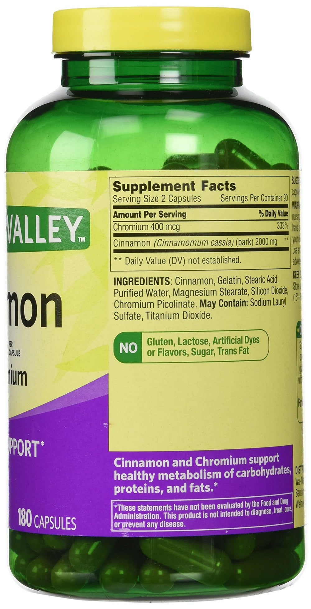 Spring Valley Cinnamon 1000mg Plus Chromium, 180 Capsul