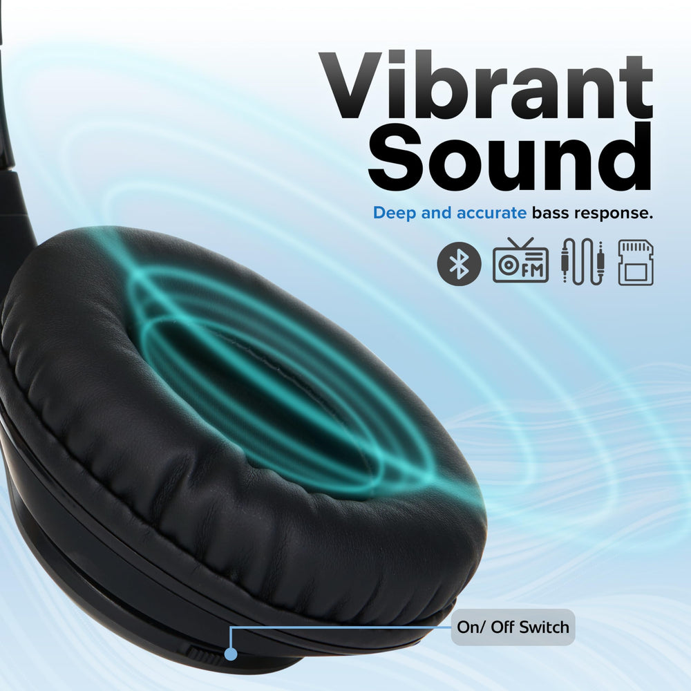 Bluetooth Headphones Over Ear, Wireless and Wired Foldable Headset Built-in Microphone, FM, Micro SD Card Slot - (Stealth) Adults Kids Men Women - Audifonos Auriculares Inalambricos