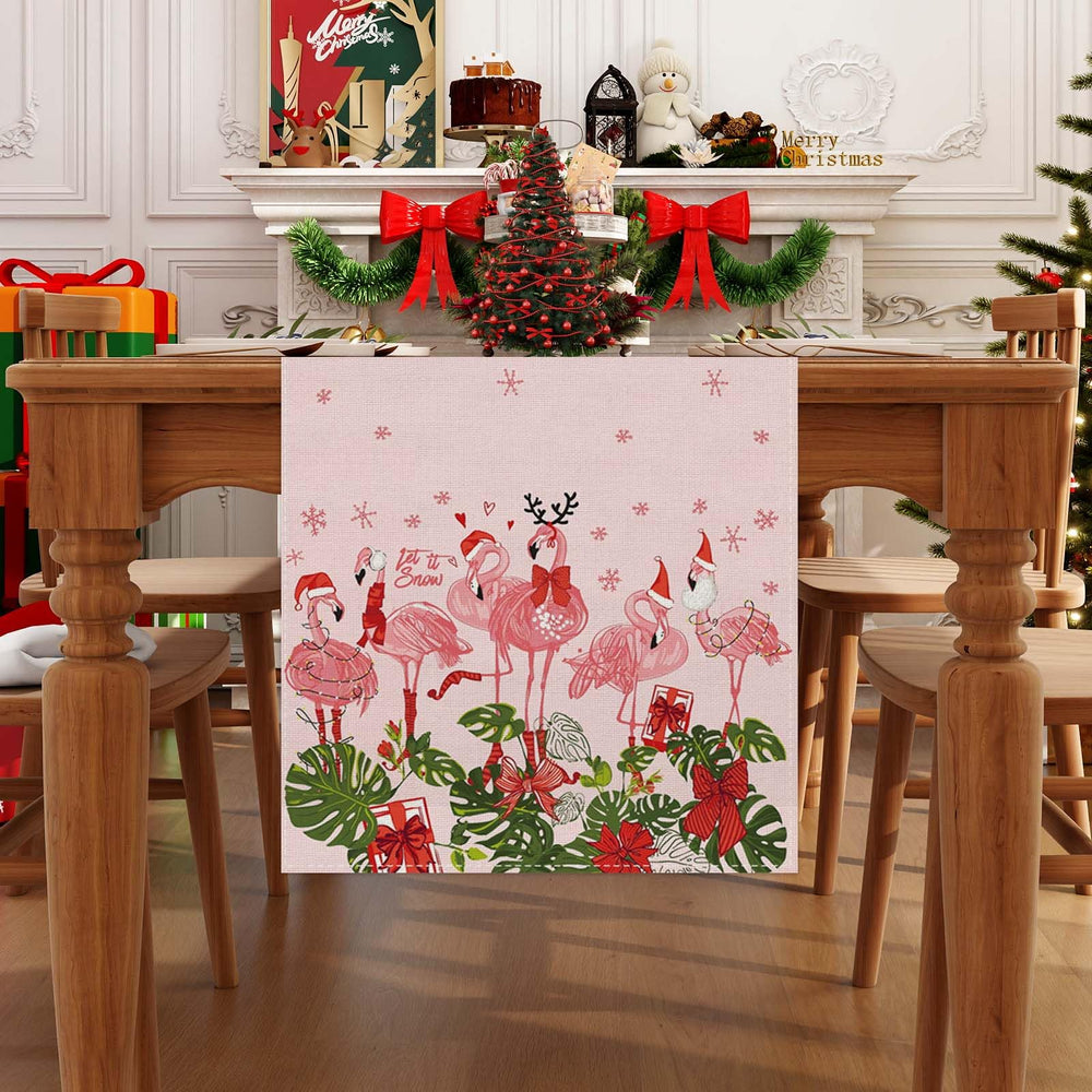 Jiudungs Linen Pink Hawaiian Tropical Flamingo Christma