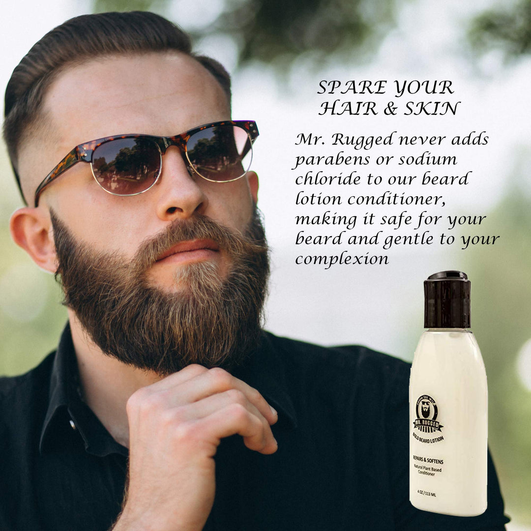 Mr. Rugged Bold Beard Lotion Conditioner - Repair, Soften &amp; Protect Facial Hair with This Luxurious Beard Conditioner - Supports Healthy Beard Growth - Paraben &amp; Sodium Chloride Free - Works Better Than Beard Oils or Beard Balms - Satisfaction Guaran
