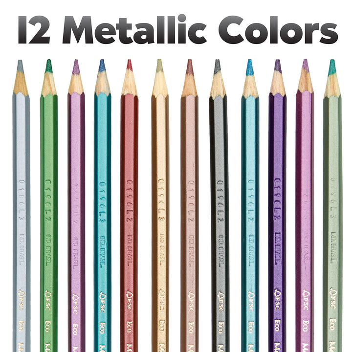 Faber Castell Metallic Colored Ecopencils - 12 Break Resistant Coloring Pencils