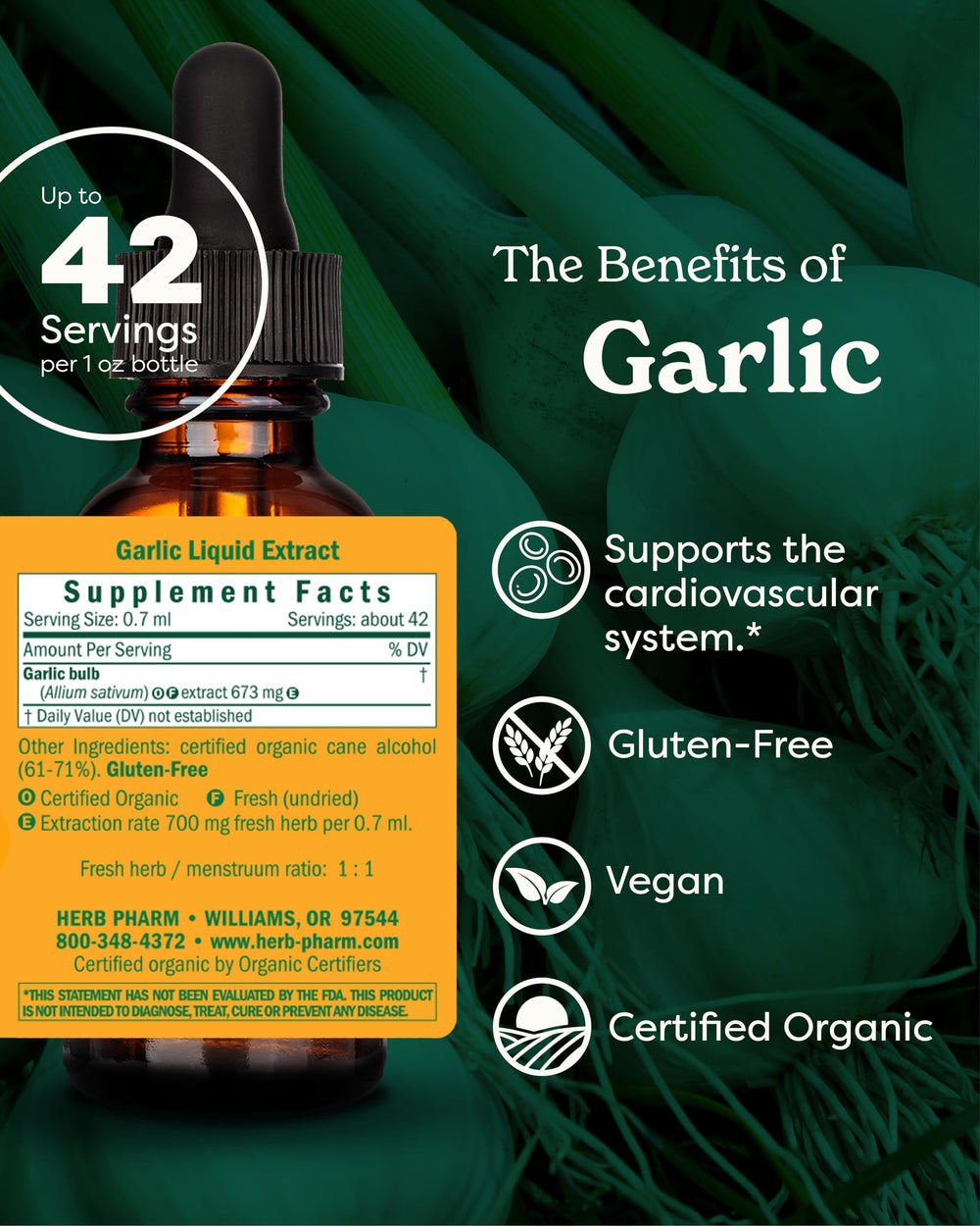 Herb Pharm Certified Organic Garlic Liquid Extract for 