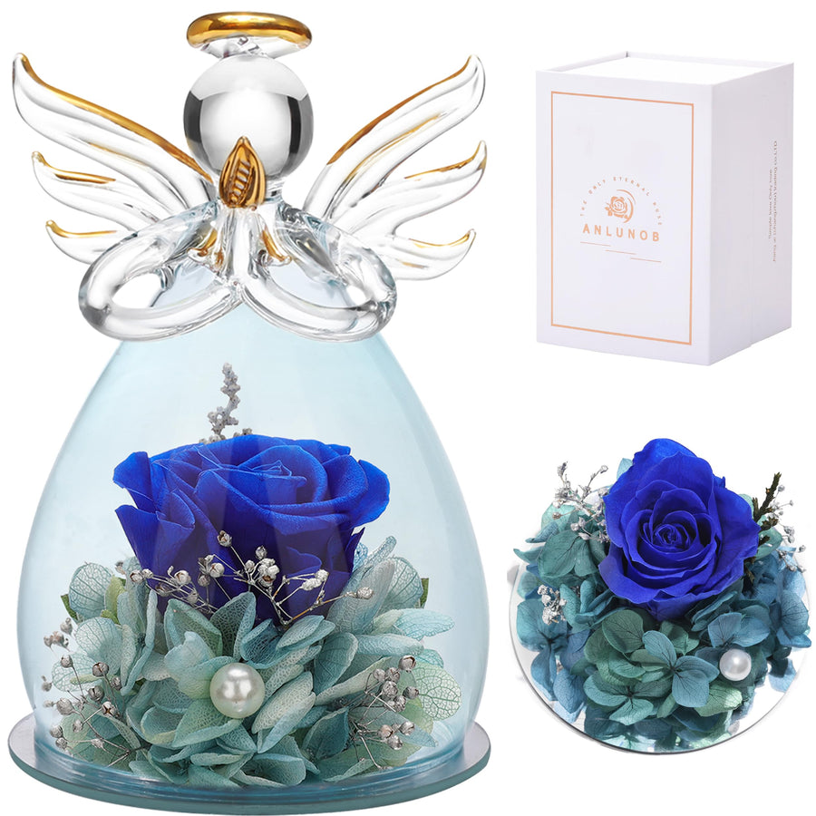 Preserved Flowers Real Rose Gifts for Sisters Angels Figurines Mothers Day Flowers Birthday Gifts Grandma Gifts Christian Gifts Thank You Gifts Loss of a Mother Sympathy Gifts