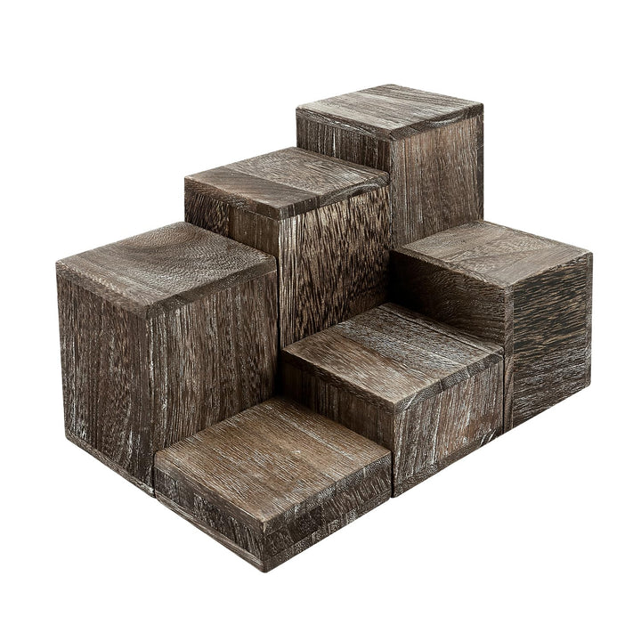 MOOCA Wooden 6 Pcs Square Risers for Display Jewelry an
