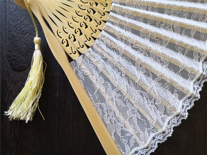 8.3 Japanese Chinese fan white lace fan hand fans for women,folding fan handheld for wedding