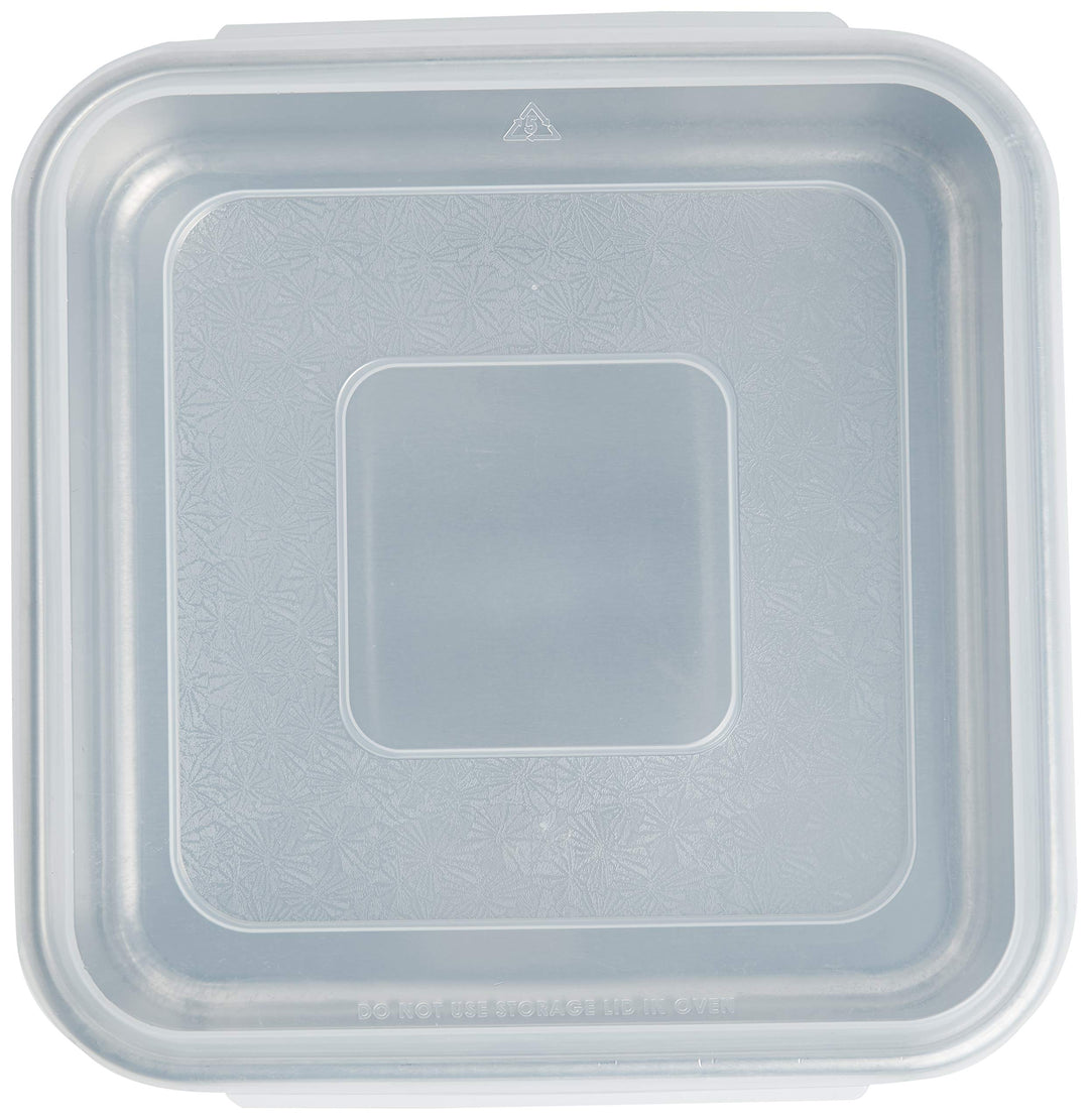 Natural Aluminum Commercial Square Cake Pan with Lid, Exterior 9.88 x 9.88 Inches