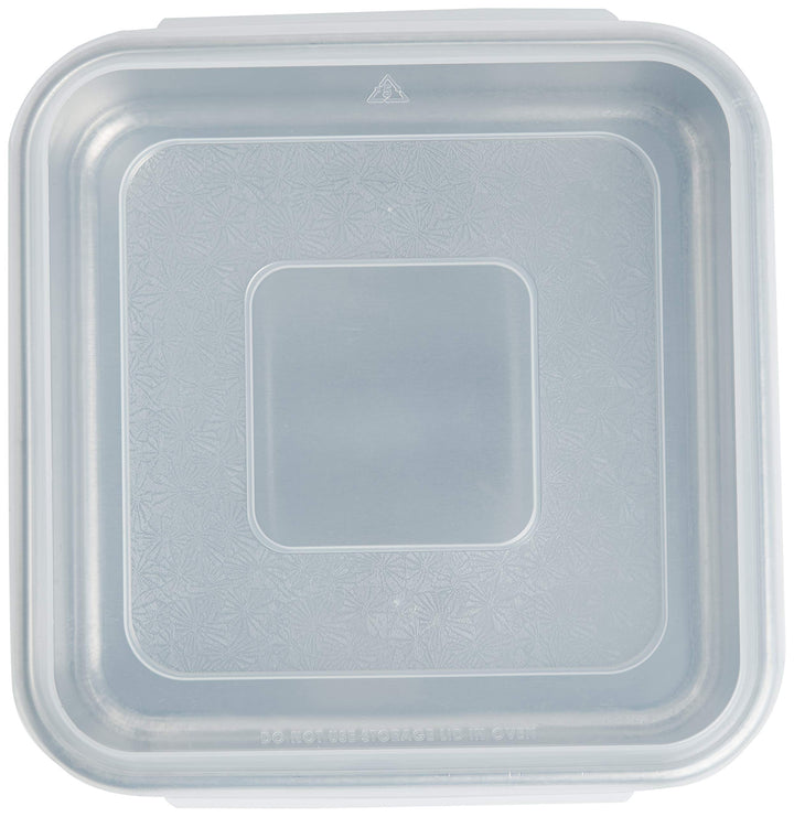 Natural Aluminum Commercial Square Cake Pan with Lid, Exterior 9.88 x 9.88 Inches
