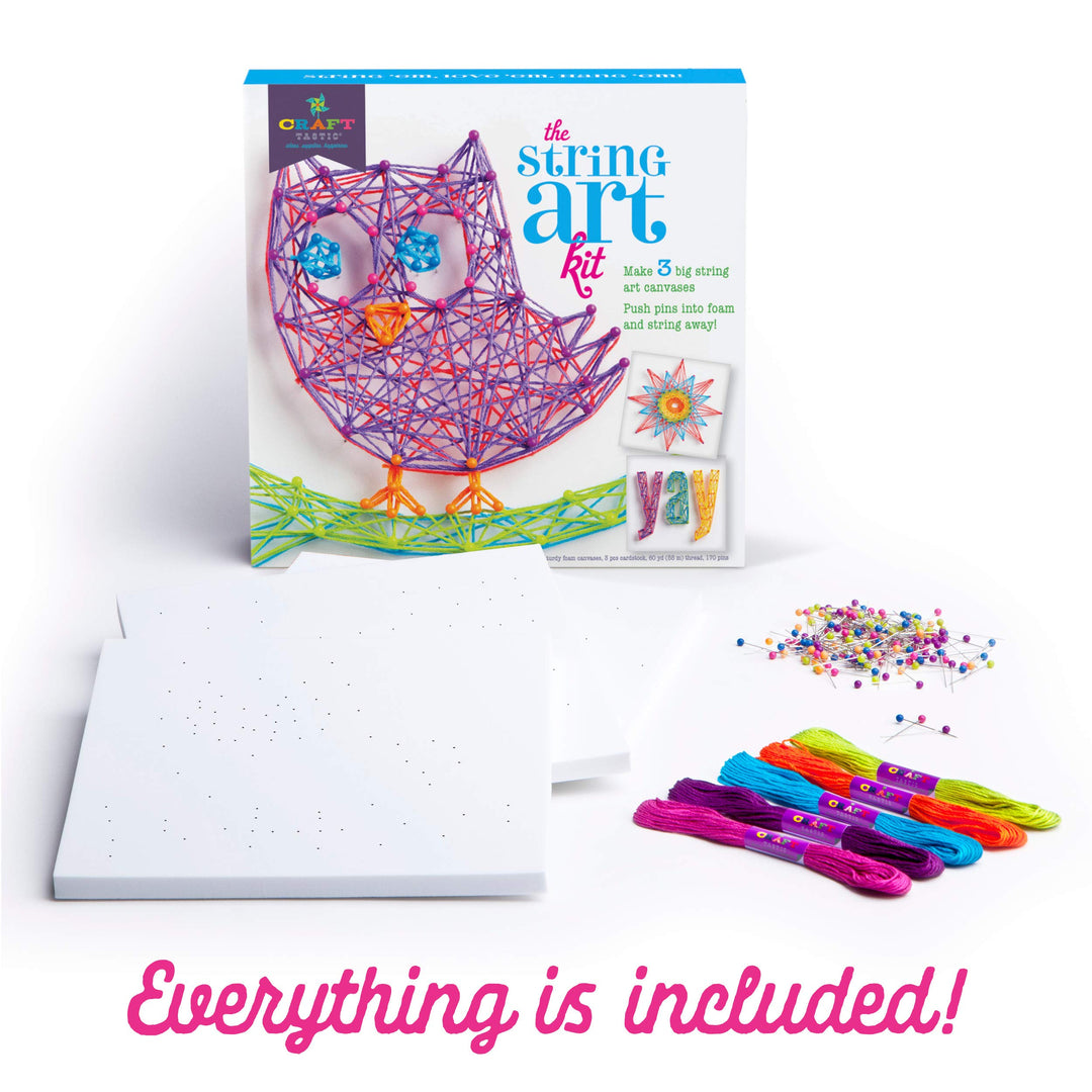 DIY String Art – Craft Kit for Kids – Everything Included for 3 Fun Arts &amp; Crafts Projects – Owl Series, Large