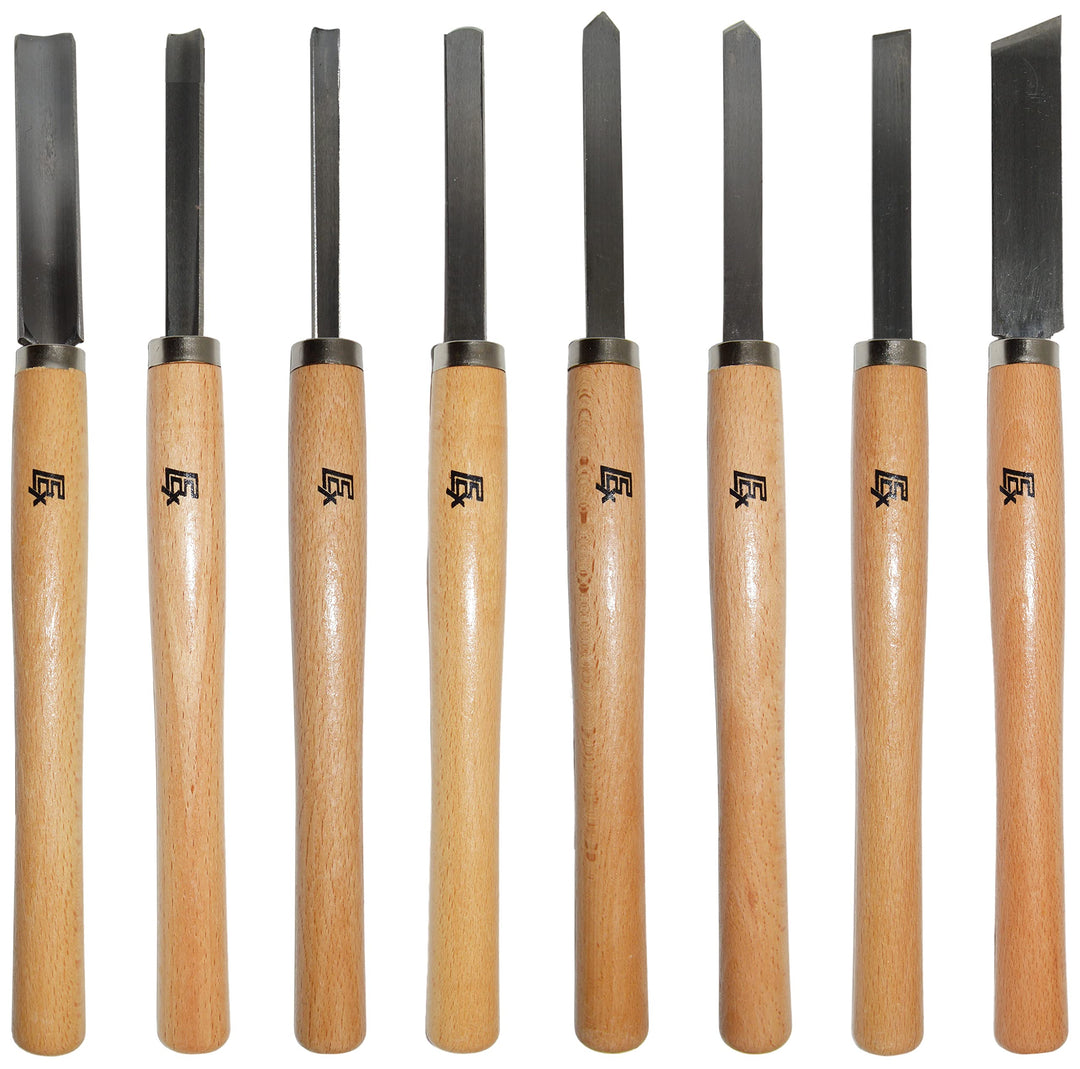 8 Piece Wood Chisel Woodworking Lathe Hand Tool Set