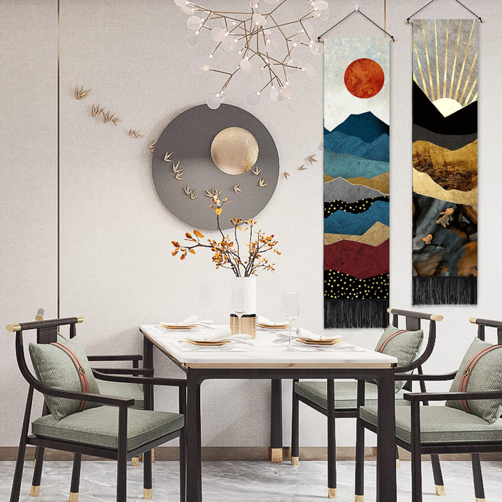 AWAYTR Long Mountain Tapestry Wall Hanging - 2PCS Fores
