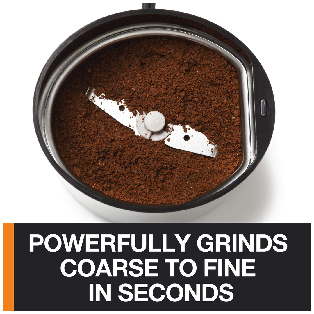 Krups One-Touch Coffee and Spice Grinder 3 Ounce Bean Hopper Easy to Use, One Touch Operation 200 Watts Coffee, Spices, Dry Herbs, Nuts, 12 Cup Black