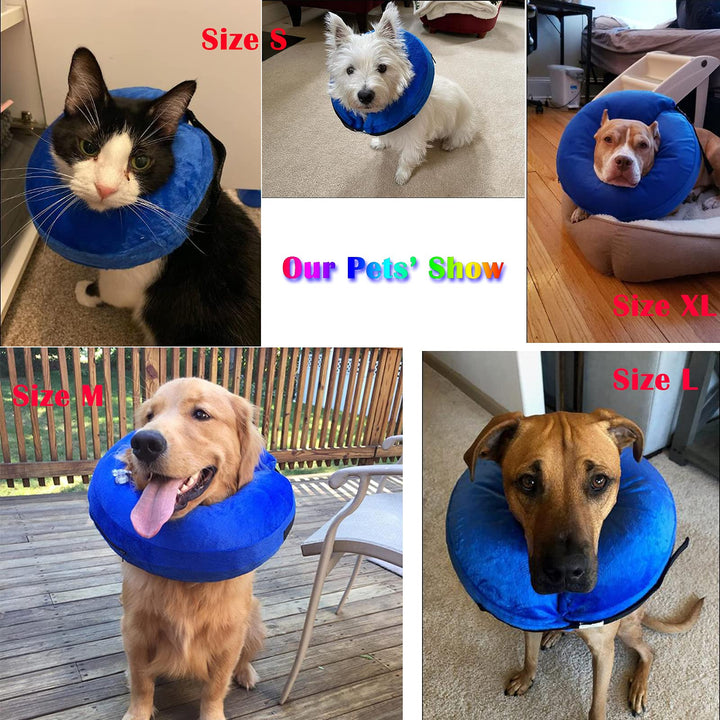 Inflatable Dog Collar, Soft Dog Cone for Dogs After Surgery, Adjustable Blow up Donut E-Collars for Small Medium Large Dogs and Cats