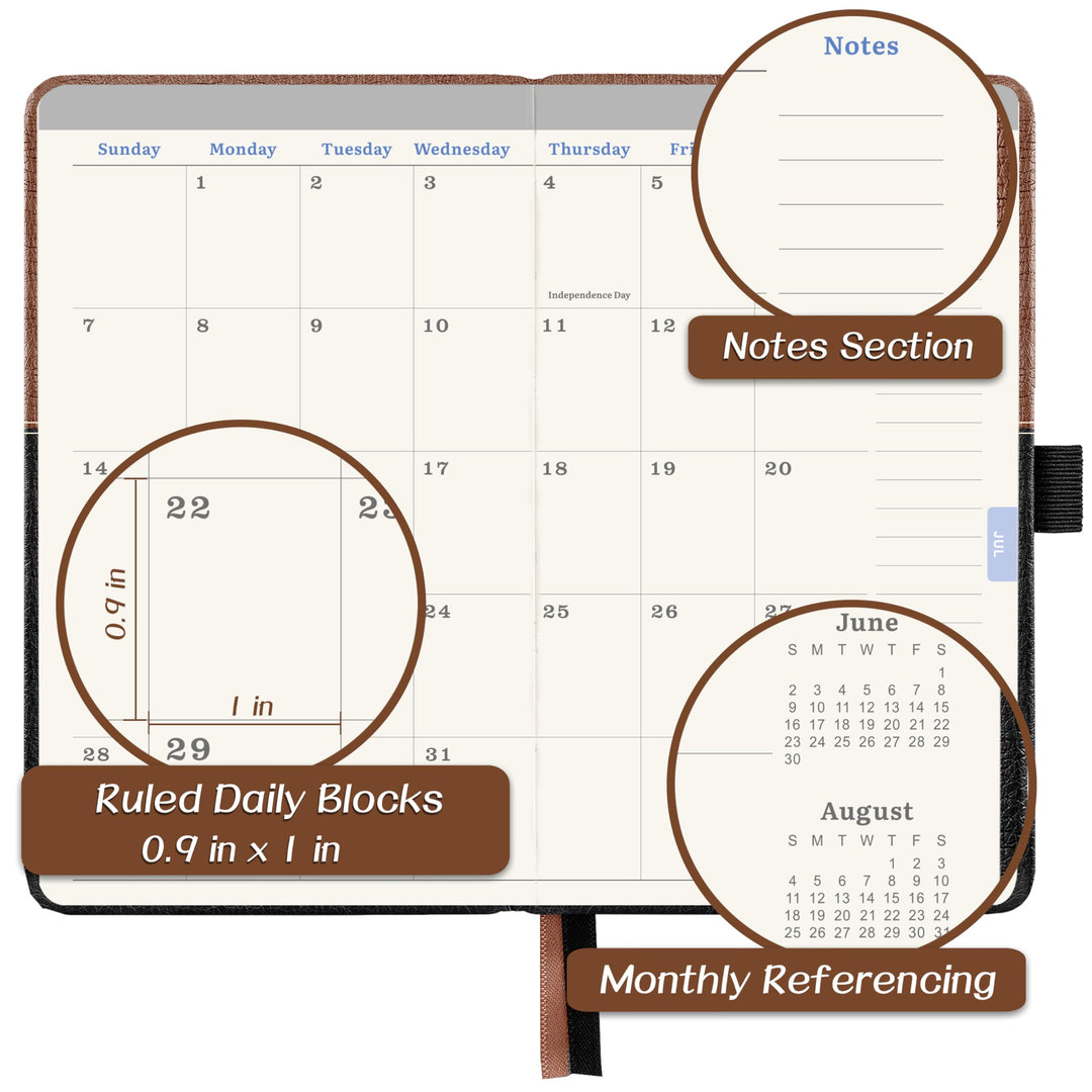 2025 Pocket Calendar - 2025 Pocket Planner from Jan. 2025 to Dec. 2025, Small Pocket Planner for Purse with Elastic Closure, Inner Pocket