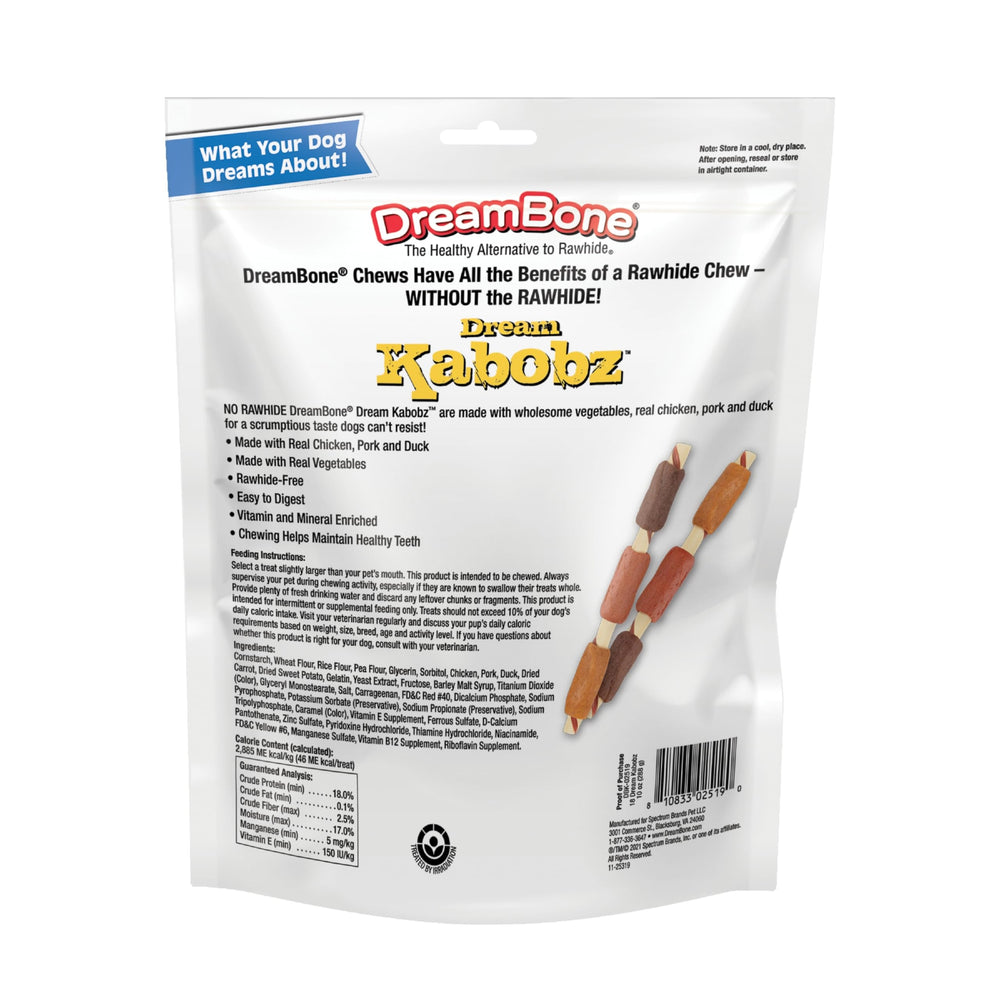 Dream Kabobz, Rawhide Free Dog Chew Sticks Made Made with Real Chicken and Vegetables, 18 Count