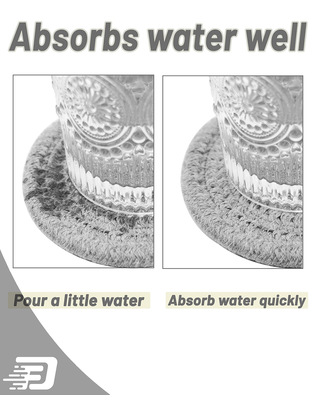 Coasters for Drinks Absorbent, 10 Pcs Absorbent Coasters, 4.3 Inch Drink Coasters, Woven Coasters for Desk Protection