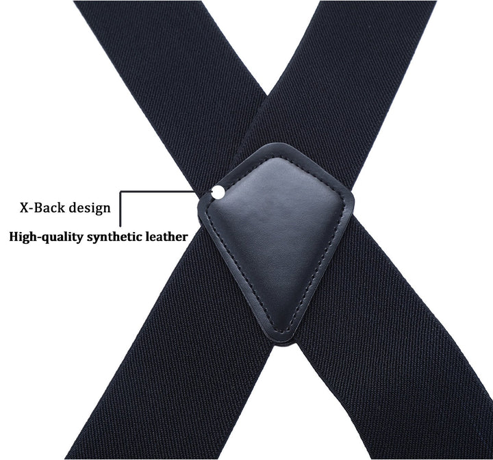 AWAYTR Men Utility Suspenders Adjustable Elastic - Heavy Duty 2 Inch Wide X Shape Strong Clip Suspender (Gray)