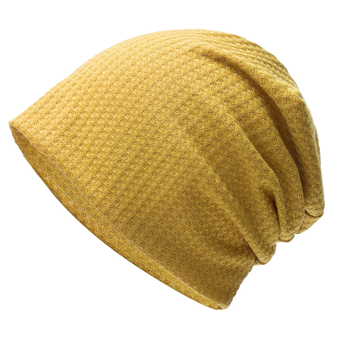 Beanie for Men Skull Cap Cotton Knit Slouchy Beanie Hat for Women Unisex Baggy Lightweight Hip-Hop Beanie Turmeric One Size