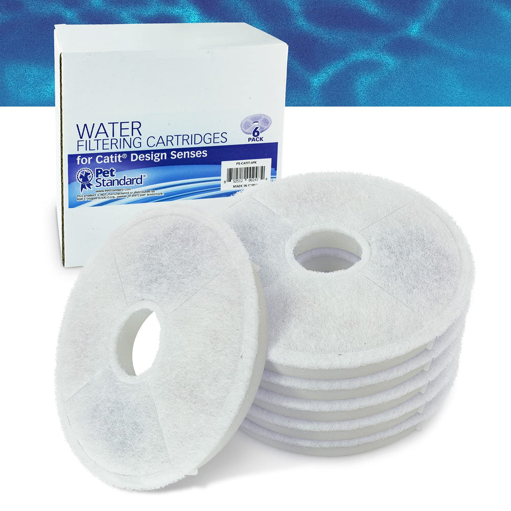 PET Standard Filters for Catit Design Senses Fountains and Catit Flower Fountains, Pack of 6