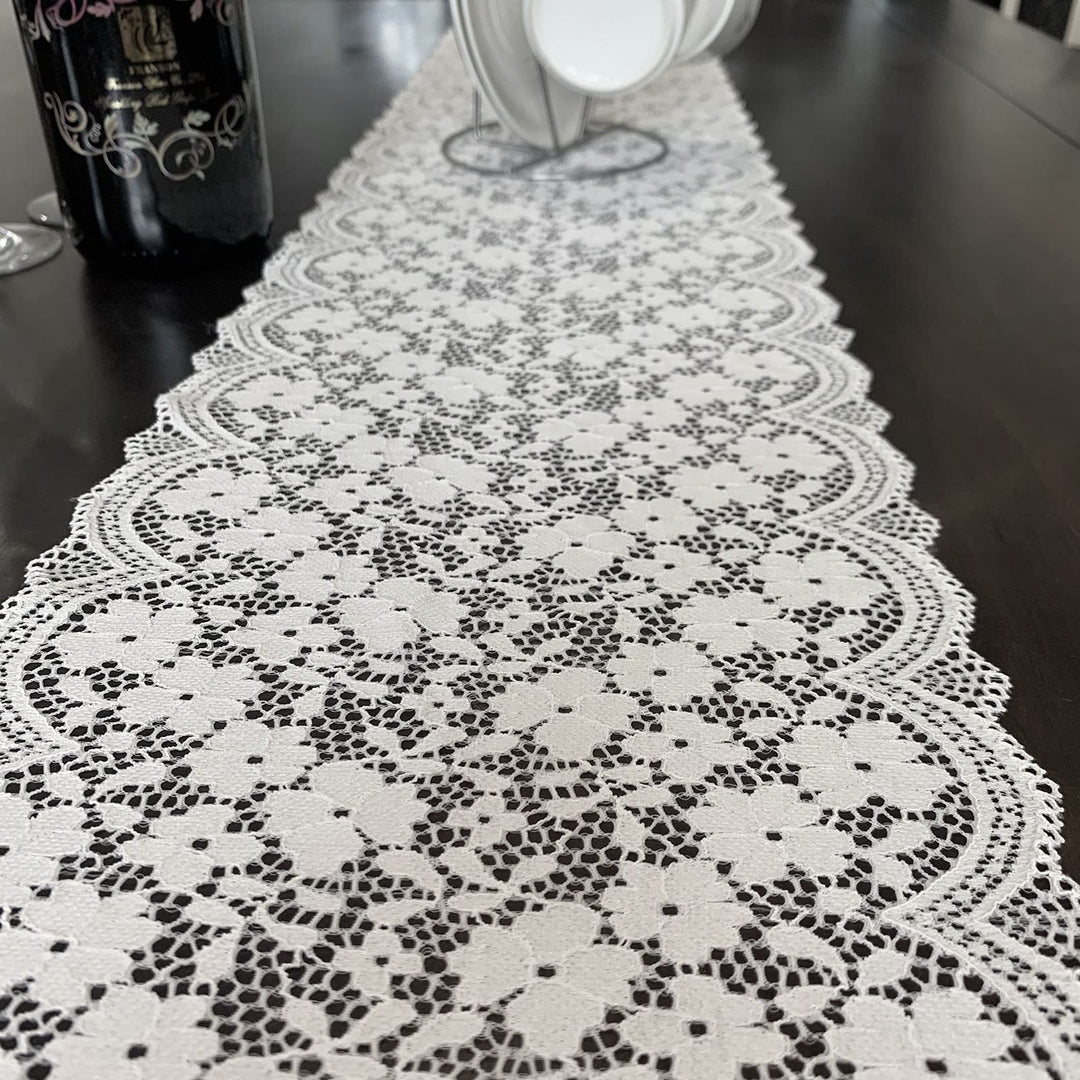 White Table Runners with Tassels for Bohemian, Dinner Rustic Table Top Bridal Shower, Wedding Table Decorations (72 inches, 5005 White)