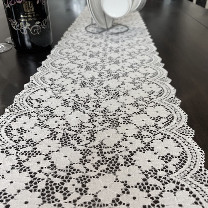 White Table Runners with Tassels for Bohemian, Dinner Rustic Table Top Bridal Shower, Wedding Table Decorations (72 inches, 5005 White)
