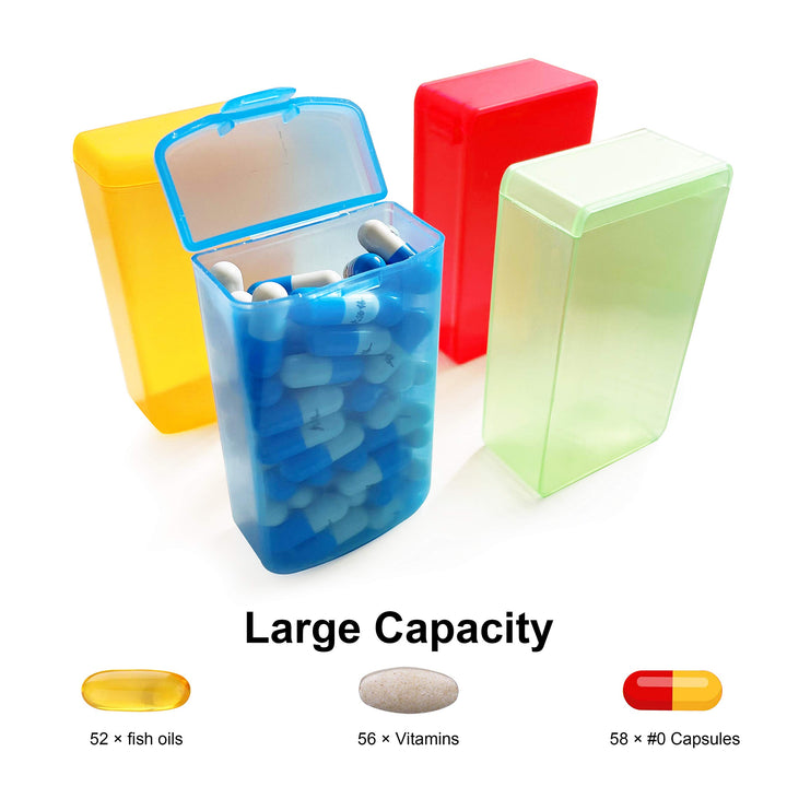 QCEED Lightproof Pill Box, 4 BPA-Free Pill Cases, Porta