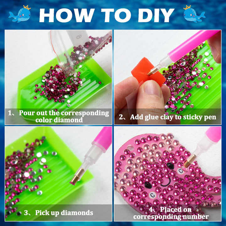 Arts and Crafts for Kids Ages 8-12 - Creat Your Own GEM Keychains-5D Diamond Art by Numbers GEM Art Kits for Kids Girls Toddler Crafts Age 6-7 6-8 10-12 (Ocean)