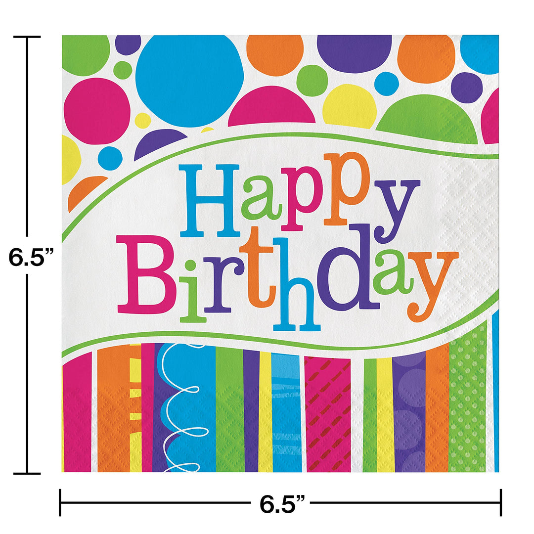 665412 Bright and Bold Happy Birthday Lunch Napkins, 16 ct, Multi-color