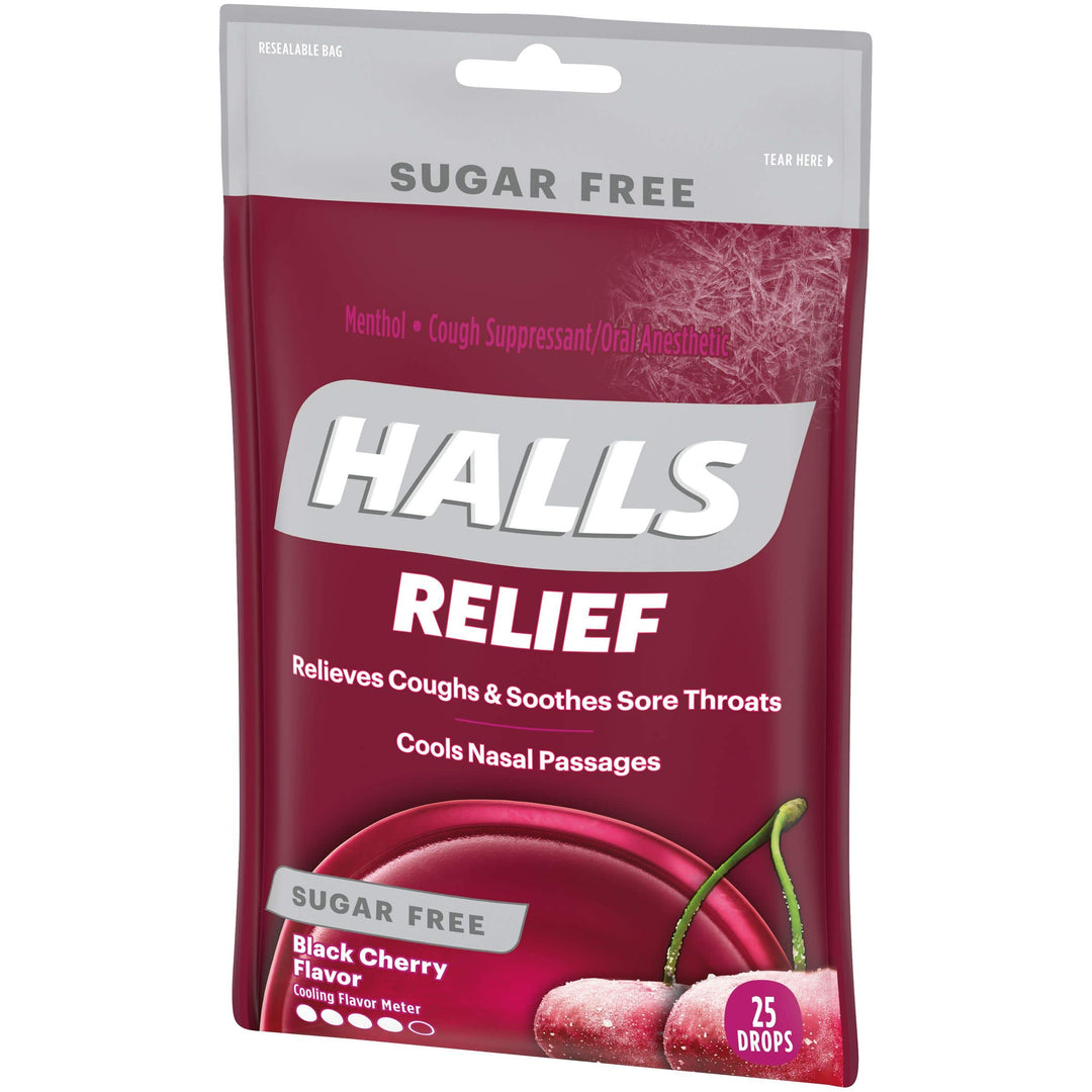 HALLS Relief Black Cherry Sugar Free Cough Drops, 25 Dr